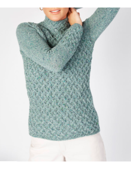 Jersey trenzado con cuello chimenea
