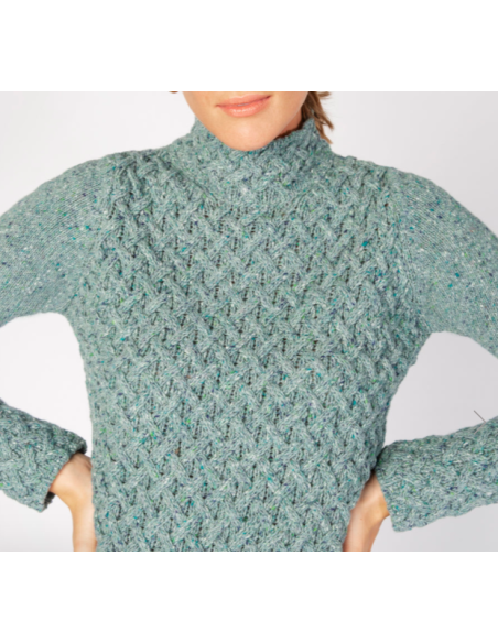 Braided sweater with chimney collar
