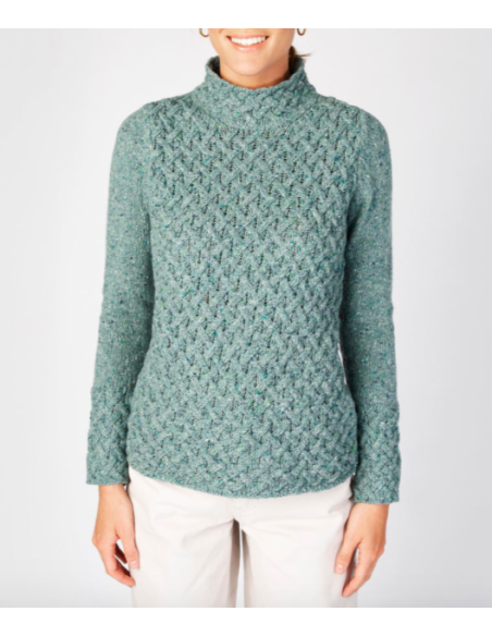Braided sweater with chimney collar