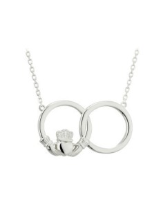 Colgante Claddagh con aros entrelazados plata