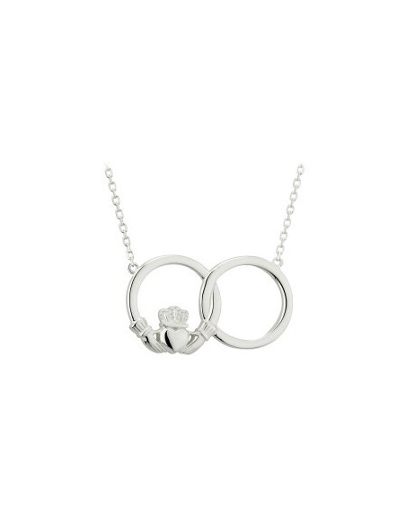 Claddagh pendant with interlocking hoops silver