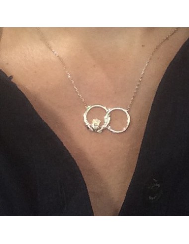 Claddagh pendant with interlocking hoops silver