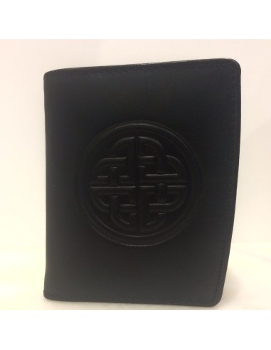 Women's red leather wallet with embossed Celtic knot